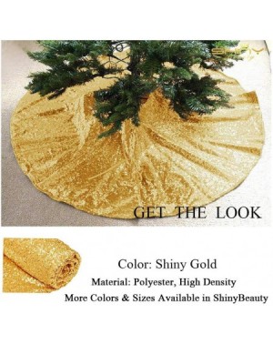 Tree Skirts 48-Inch Embroidery Sequin Christmas Tree Skirt- Gold - Shinygold - CB12NH3YJJL $17.24