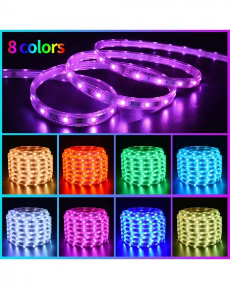 Rope Lights LED Rope Lights Outdoor 50ft RGB Waterproof Color Changing Rope Lighting Dimmable 5050 LEDs 12V Power Plug-in RF ...