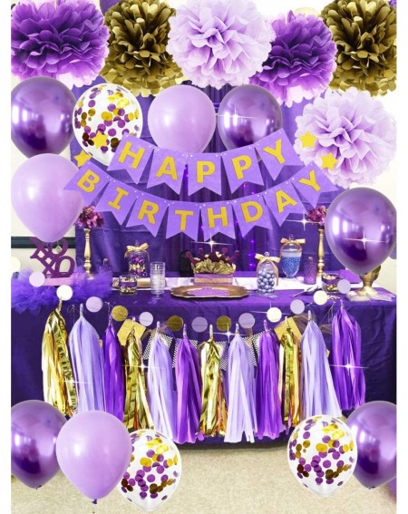 Banners & Garlands Purple Gold Birthday Party Decorations Purple Gold Confetti Balloons Happy Birthday Banner Purple Gold Bir...