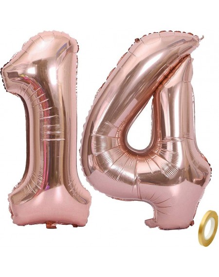 Balloons Large Foil Mylar Balloons 40 Inch Rose Gold Number 14 Balloons Giant Jumbo Birthday Balloons for Birthday Party Deco...