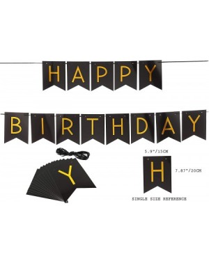 Banners & Garlands Happy Birthday Banner for Rose Gold Party Decorations - Shiny Black and Gold Letters for Birthday Party - ...