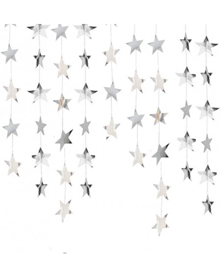 Favors Star Party Decorations Birthday Baby Shower Christmas Hanging Paper Garland (Glossy Silver-52 Feet) - Glossy Silver-52...