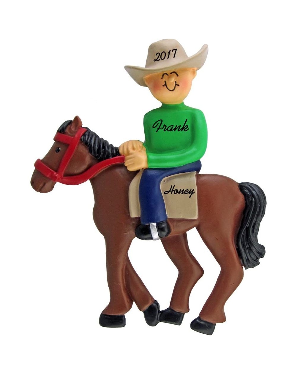Ornaments Horseback Riding Personalized Christmas Ornament - Male - Handpainted Resin - 5" Tall - Free Customization - C61205...