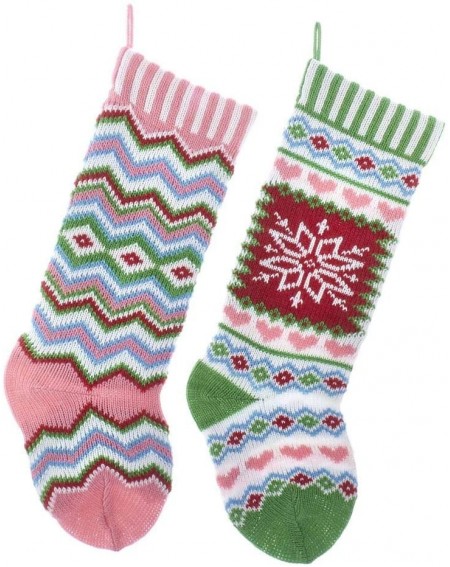Stockings & Holders 20-Inch Traditional Bright Knit Stockings 2 Assorted - CW18YQ7EE36 $19.55