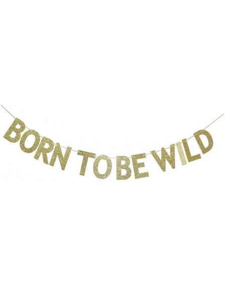 Banners & Garlands Born to Be Wild Banner- Gold Glitter Paper Sign for Baby Shower Party- Baby's First Birthday Party Decors ...