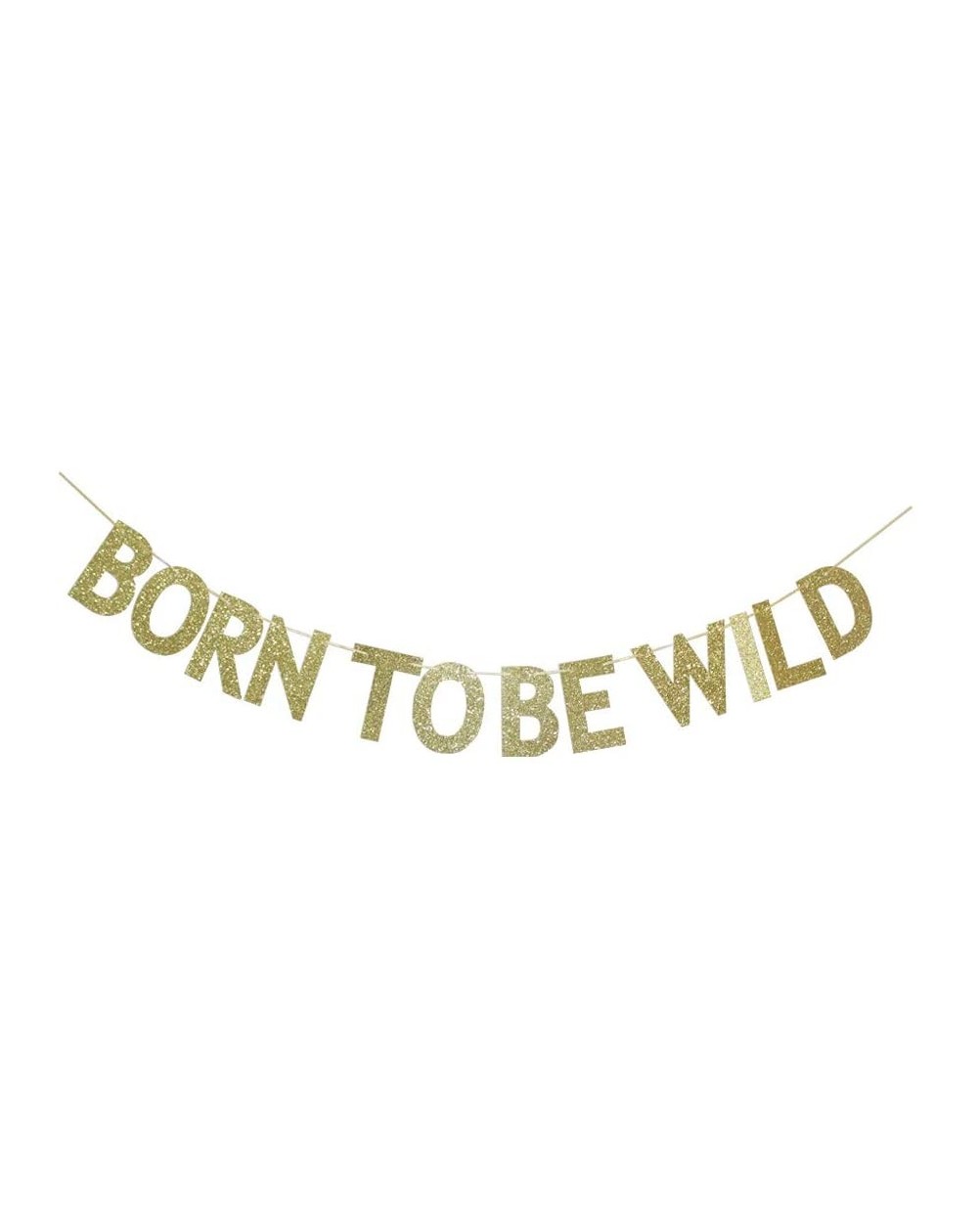 Banners & Garlands Born to Be Wild Banner- Gold Glitter Paper Sign for Baby Shower Party- Baby's First Birthday Party Decors ...