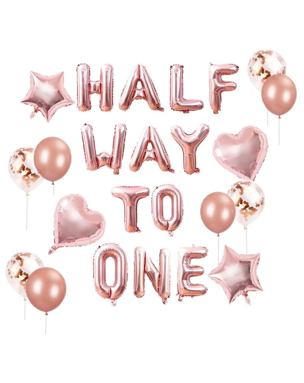 Balloons 15 PCS Rose Gold Half Way To One Banner Half Way To One Decorations for Girl 1/2 Birthday Decorations - C619EI0RTEU ...