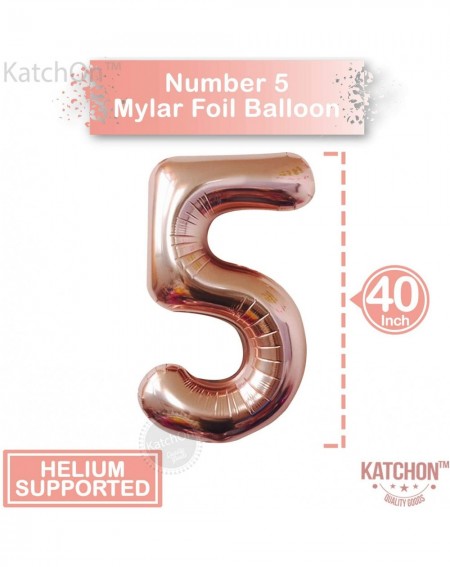 Balloons Rose Gold Number 5 balloon - foil mylar Rose Gold Balloons Party Decorations rose gold party supplies for Engagement...