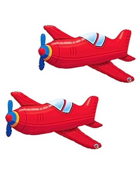 Balloons Set of 2 Red Airplane Jumbo 36" Foil Party Balloons - C418GDTRSSY $26.10