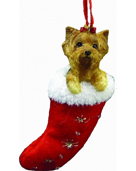 Stockings & Holders Yorkie Christmas Stocking Ornament- Hand Painted and Stitched Detail - C61120U7EC7 $10.97