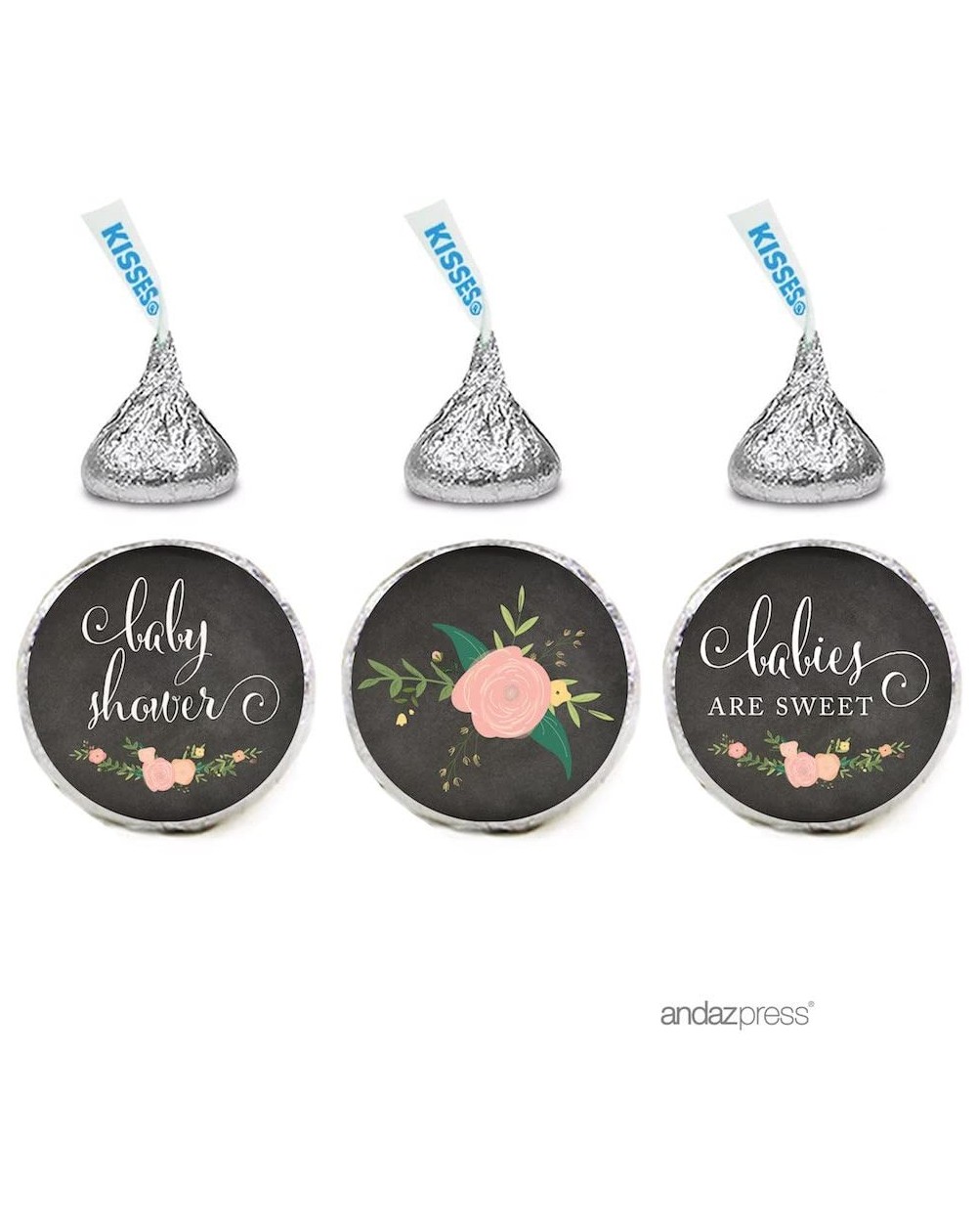 Favors Chalkboard Floral Party Baby Shower Collection- Chocolate Drop Labels for Hershey's Kisses Party Favors- Babies are Sw...