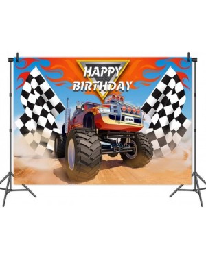Photobooth Props Monster Truck Backdrop Photography Photo Booth Props Children Happy Birthday Banner Supplies Grave Digger Sp...