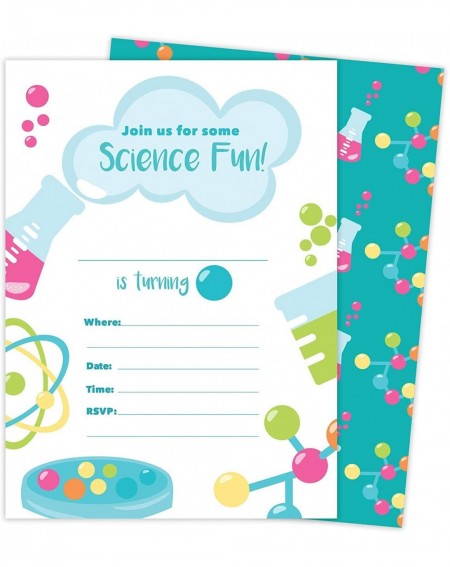 Invitations Science 1 Happy Birthday Invitations Invite Cards (25 Count) With Envelopes and Seal Stickers Vinyl Girls Boys Ki...