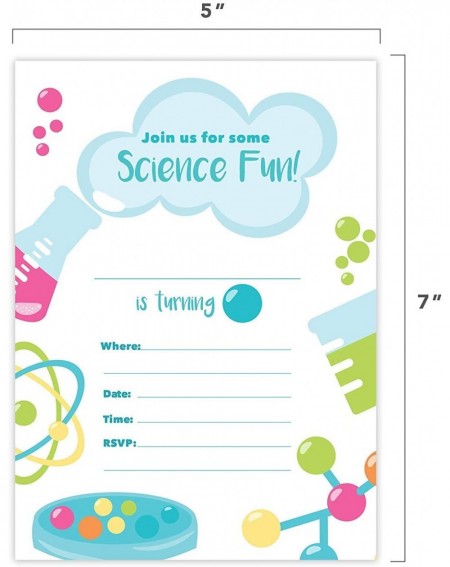 Invitations Science 1 Happy Birthday Invitations Invite Cards (25 Count) With Envelopes and Seal Stickers Vinyl Girls Boys Ki...