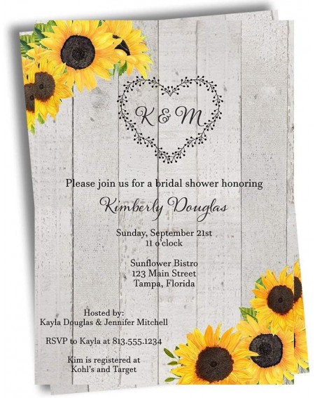 Invitations Sunflower Bridal Invitations Sun Flower Clusters Wedding Invites Flowers Spring Into Love Wood Country Reschedule...