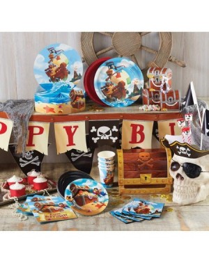 Party Packs Pirate Party Supplies- Treasure Island Design- 16 Guests- 65 Pieces- Disposable Paper Dinnerware- Plate and Napki...