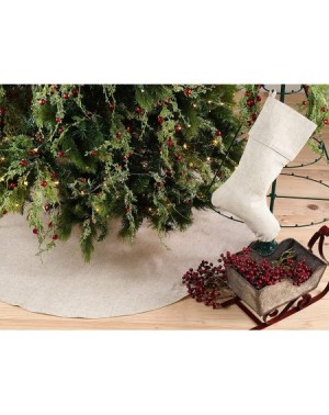 Tree Skirts Natural Linen Blend Christmas Tree Skirt- 56 - CJ185WQGOGD $32.19