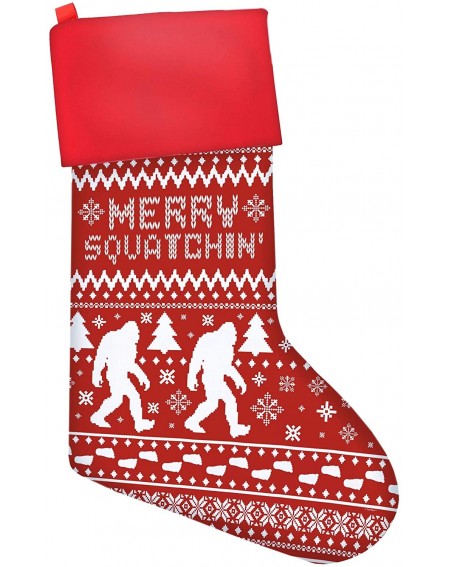 Stockings & Holders Funny Christmas Stockings Sasquatch Merry Squatchin Gag Gift Ugly Christmas Sweater Themed Pattern Christ...