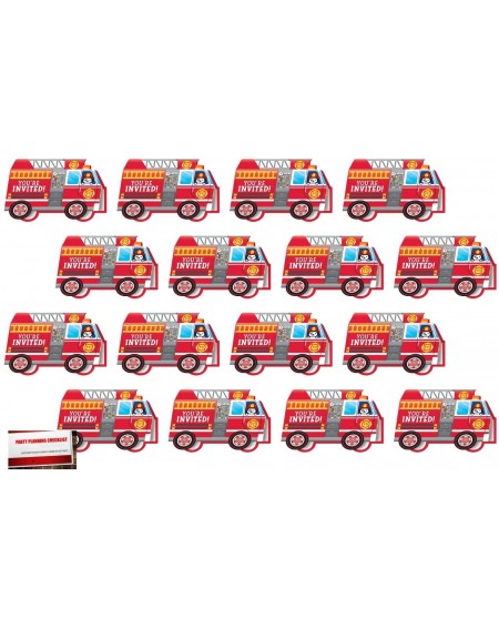Party Packs 16 Pack Firefighter Foldover Invitations Birthday Party Supplies Value Pack (Plus Party Planning Checklist by Mik...