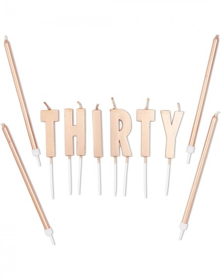 Cake Decorating Supplies Thirty 30th Birthday Cake Topper with Thin Candles in Holders (Rose Gold- 30 Pack) - CJ18T4TQRLA $7.37