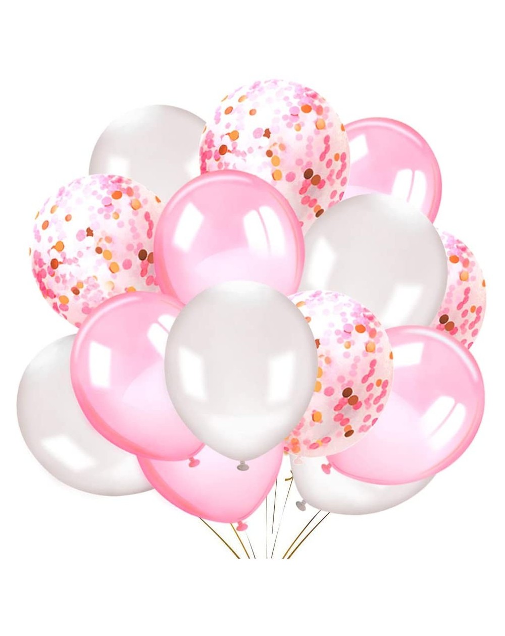 Balloons 50 Pieces 12 Inches Latex Balloons Confetti Balloons Pink and White Balloons Helium Balloons Party Supplies for Wedd...
