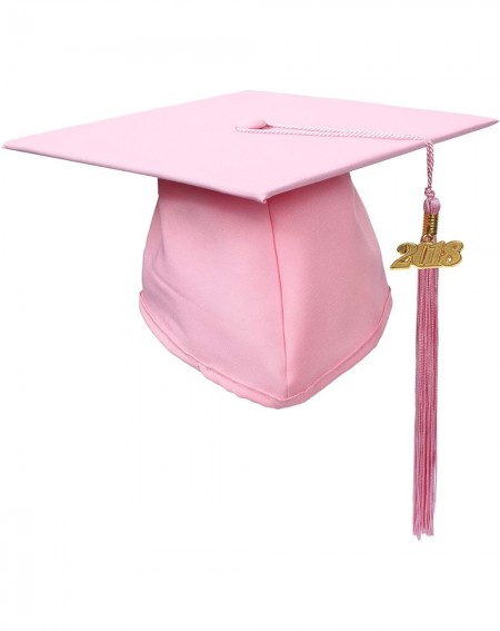 Unisex Matte Graduation Cap and Tassel- Free 2020 Year Charm- Available in 12 Colors - Pink - C118IH30ZLX