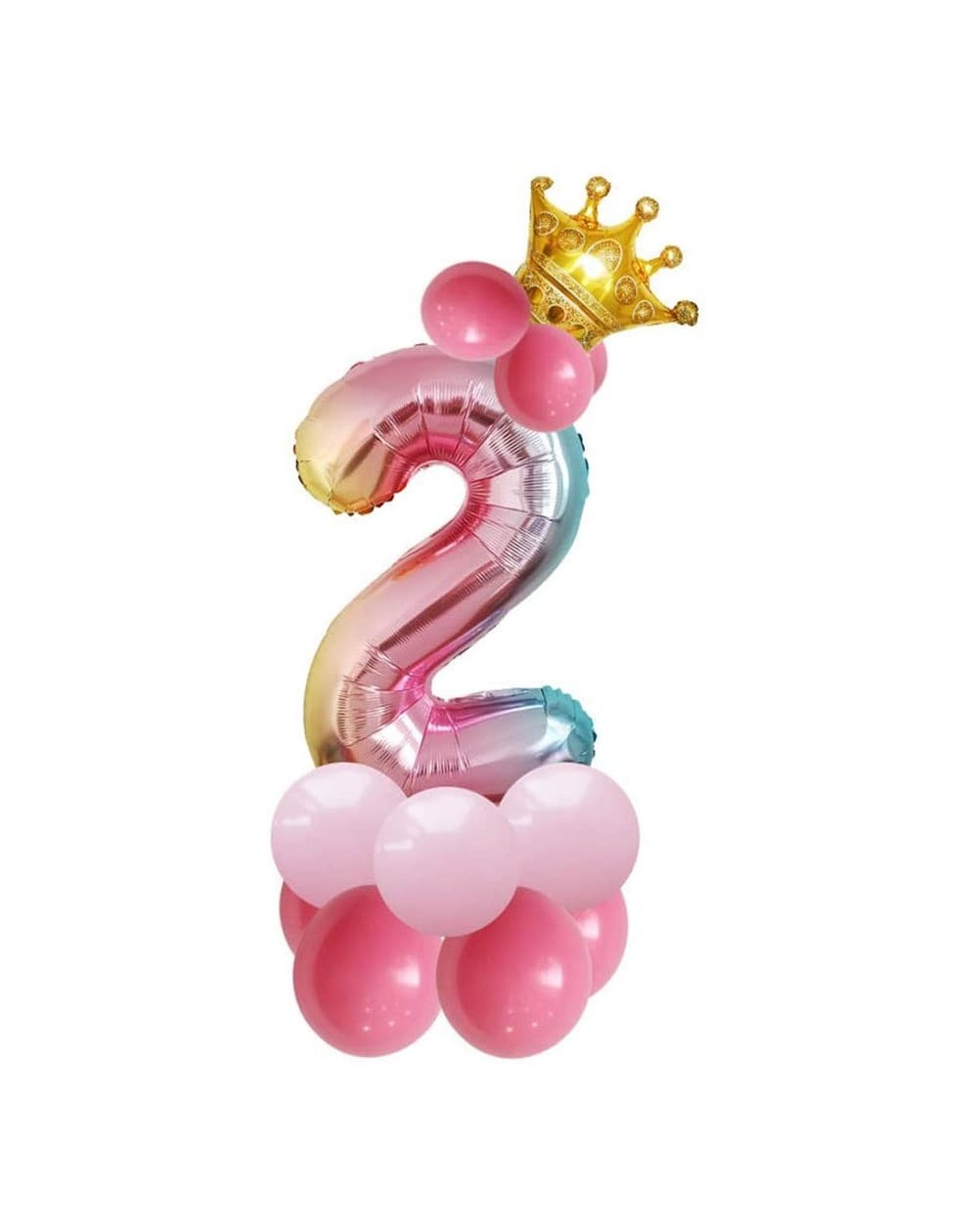 Balloons 32"Crown Rainbow Number 2 Balloon- Children'S Birthday Party Aluminum Foil Balloon Combination- Used for Window Dres...