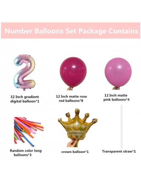 Balloons 32"Crown Rainbow Number 2 Balloon- Children'S Birthday Party Aluminum Foil Balloon Combination- Used for Window Dres...