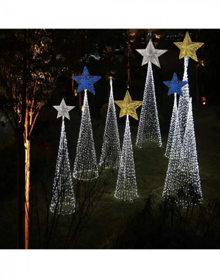 Tree Toppers TAIANLE.Christmas Tree Top 3D LED Star-Silver Glittered-Warm White LED Lights and Timer for Christmas Tree Decor...