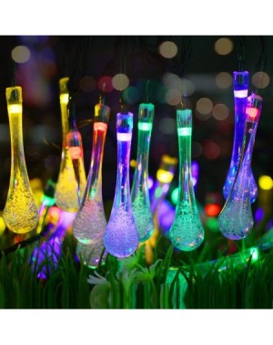 Outdoor String Lights Solar Powered Water Droplet Modeling Lamp- 16.5FT 50 LED Water Drop Lights Waterproof IP65 Decoration L...