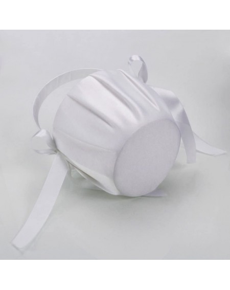 Ceremony Supplies Romantic Petals Storage Bowknot Satin Flower Girl Basket for Wedding Party (Ivory White) - CE12KJIWWHD $10.88