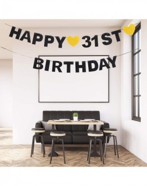 Banners & Garlands Happy 31st Birthday Banner Black Glitter 31 Years Old Bday Anniversary Party Decoration Sign for Women Men...