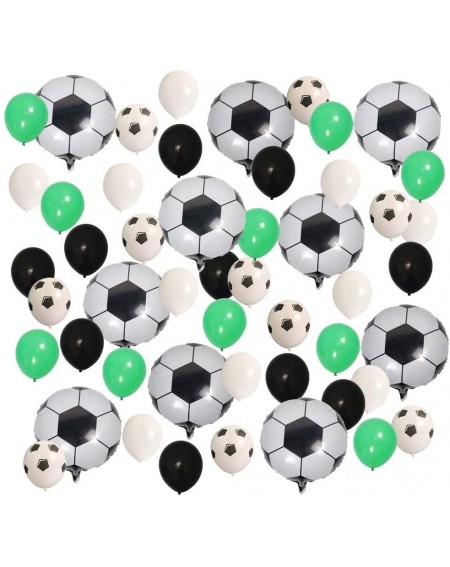 Balloons Soccer Party Supplies-Pack of 50-18inch Mylar Foil Soccer Balloon- 12inch Soccer Latex Balloon- 10inch White-Black &...