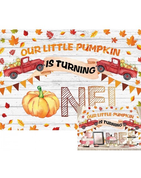 Photobooth Props Autumn 7x5ft 1st Birthday Party Backdrop Our Little Pumpkin is Turning One Theme Rustic Wood Photography Bac...