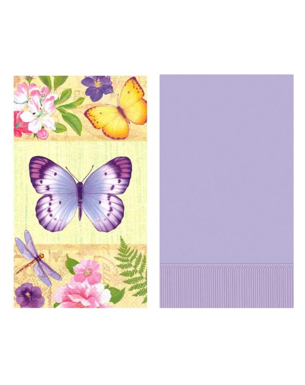 Tableware Everyday Bathroom Guest Towels- Disposable Paper Buffet Napkins- Set of 2 Packages of 16 (Lavender Garden) - Lavend...