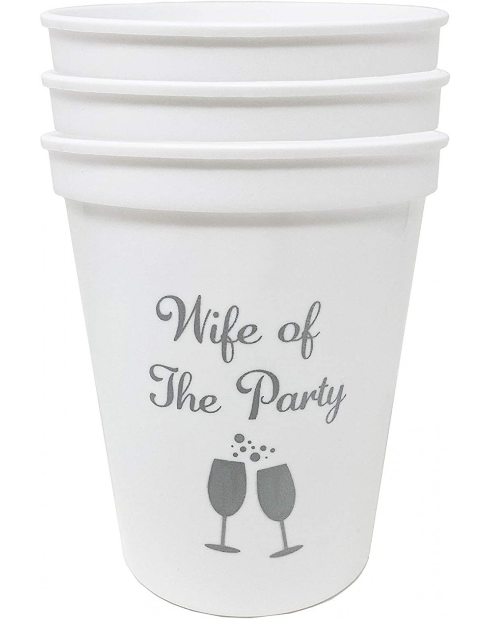 Tableware Bridal Bachelorette Party Cups - 3 Wife of The Party (White) - 3 Wife of the Party Cups - CZ19E236DH8 $12.08