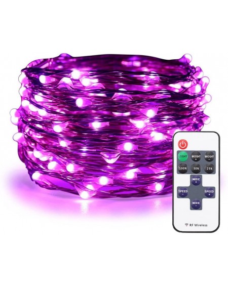 Outdoor String Lights Purple LED String Lights Plug in- 33ft 100 LED Waterproof Christmas Fairy Lights Dimmable with RF Remot...