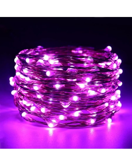 Outdoor String Lights Purple LED String Lights Plug in- 33ft 100 LED Waterproof Christmas Fairy Lights Dimmable with RF Remot...