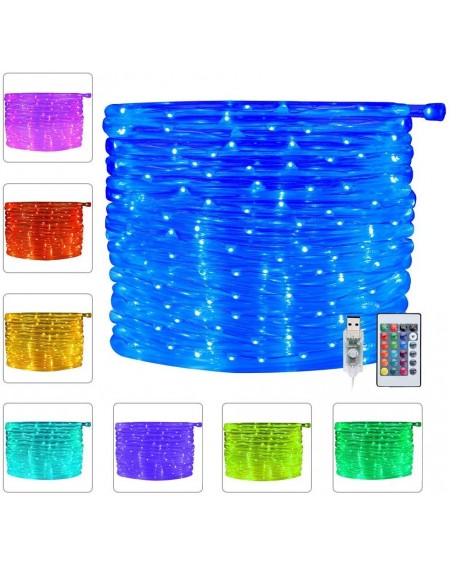 Rope Lights 100 LED Rope Lights 33ft 16 Colors Changing Indoor Lights USB Powered Multi Color Twinkle Rope Tube Fairy Lights ...