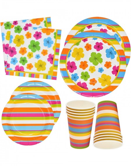 Party Packs Hawaiian Luau Party Plates and Napkins Includes 24 9" Plates 24 7" Plate 24 9 Oz Cups 50 Luncheon Napkins Paper S...