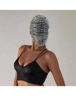 Adult Novelty Studded Spikes Full Face Jewel Margiela Face Cover for Halloween Cosplay Funny - Rose Gold - CY19INYESZ2 $21.19