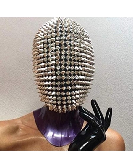 Adult Novelty Studded Spikes Full Face Jewel Margiela Face Cover for Halloween Cosplay Funny - Rose Gold - CY19INYESZ2 $21.19