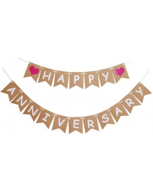 Banners & Garlands Happy Anniversary Banner- Vintage Paper Sign for Wedding Anniversary Party Decoration Supplies - C218TQLCW...