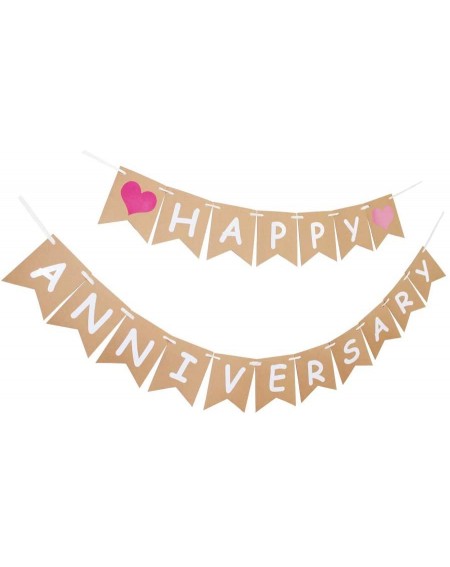 Banners & Garlands Happy Anniversary Banner- Vintage Paper Sign for Wedding Anniversary Party Decoration Supplies - C218TQLCW...