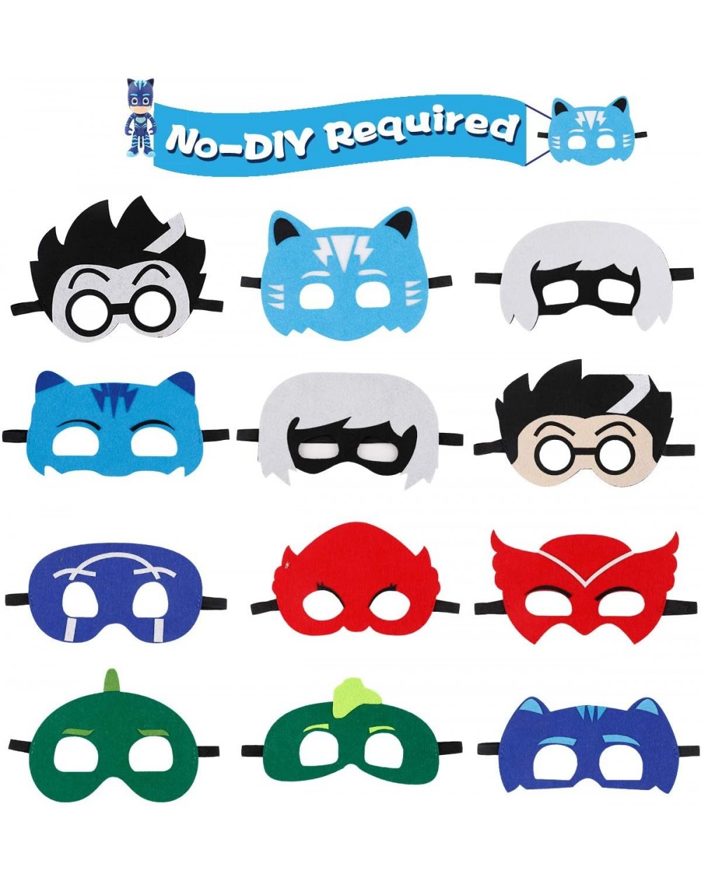 Party Favors PJ Party Favors Gifts Supplies for Kids- 16 Packs Felt and Elastic Masks- Birthday Party Masquerade Decorations ...