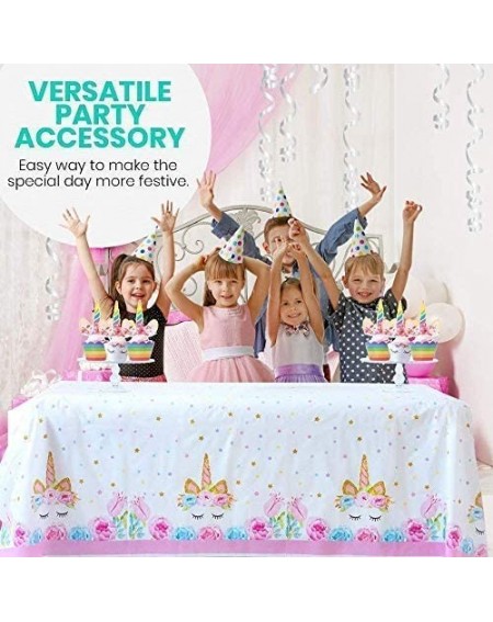 Tablecovers [Upgraded] Unicorn Birthday Party Supplies - 3 Pack Unicorn Plastic Tablecloth - 52 x 90 inches-Disposable Table ...