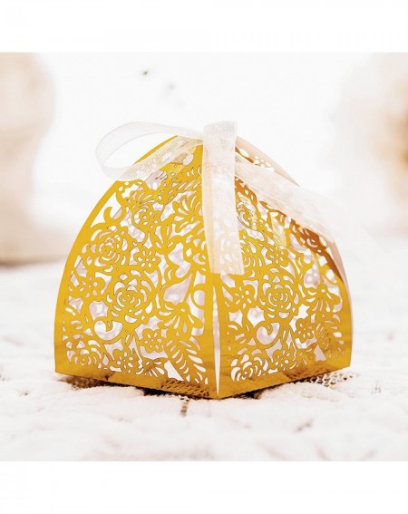 Favors 50pcs Laser Cut Candy Boxes-Gold Favor Boxes 2.6"x2.6"x2.8"- Wedding Favor Boxes for Bridal Shower Anniverary Birthday...