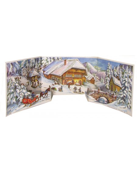 Advent Calendars 3-D Winter Cabin in Forest Panorama German Christmas Advent Calendar Countdown - CU126U8Y1NJ $32.22