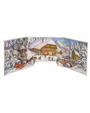 Advent Calendars 3-D Winter Cabin in Forest Panorama German Christmas Advent Calendar Countdown - CU126U8Y1NJ $20.51