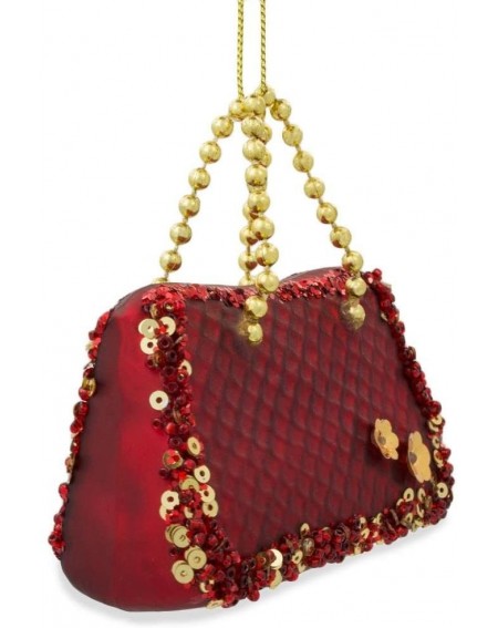 Ornaments Woman's Purse Glass Christmas Ornament 3.25 Inches - CF12H0OVH2P $14.70